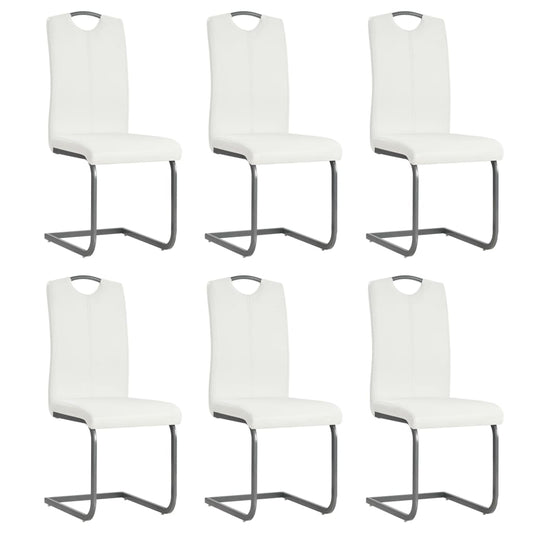 Chaises à manger cantilever lot de 6 blanc similicuir