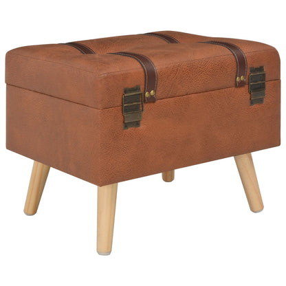 Tabouret de rangement 40 cm marron pâle similicuir