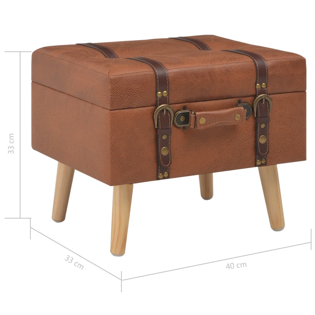 Tabouret de rangement 40 cm marron pâle similicuir