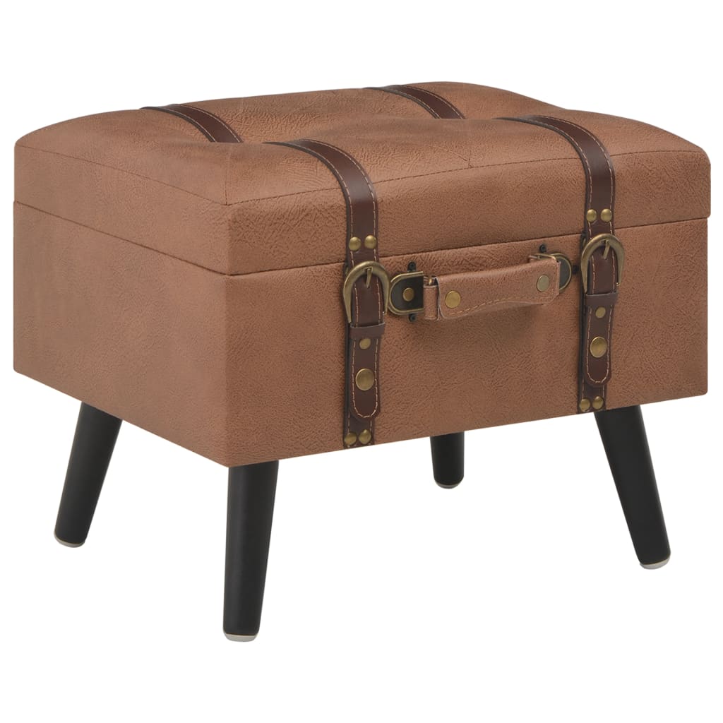 Tabouret de rangement 40 cm Marron Similicuir