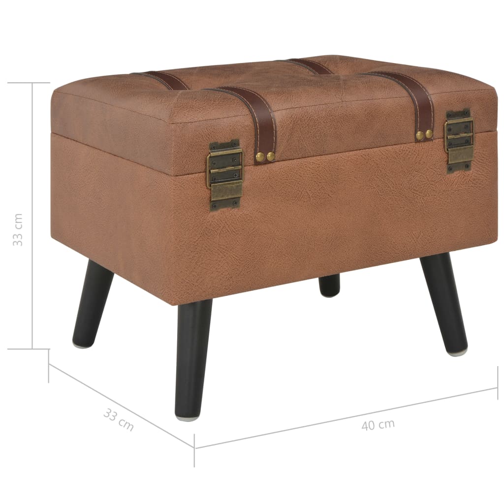 Tabouret de rangement 40 cm Marron Similicuir