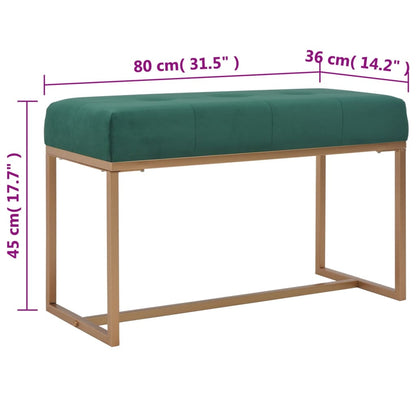 Banc 80 cm Vert Velours