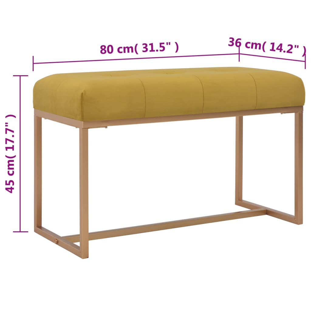 Banc 80 cm Moutarde Velours