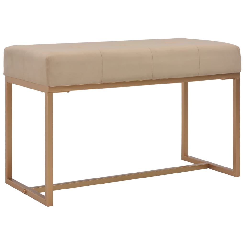 Banc d'entrée beige 80 cm velours