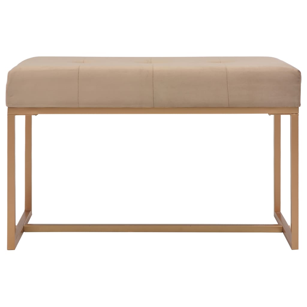 Banc d'entrée beige 80 cm velours