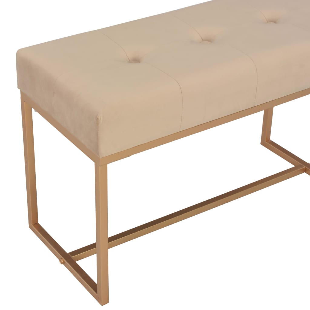 Banc d'entrée beige 80 cm velours