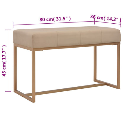 Banc d'entrée beige 80 cm velours