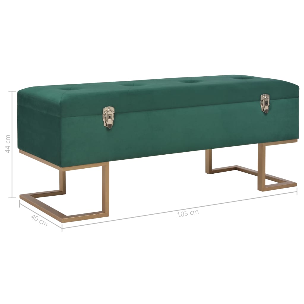 Banc avec compartiment de rangement 105 cm Vert Velours