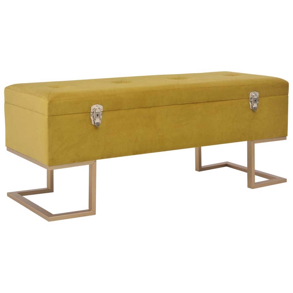 Banc avec compartiment de rangement 105 cm Moutarde Velours