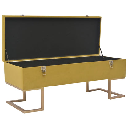 Banc avec compartiment de rangement 105 cm Moutarde Velours