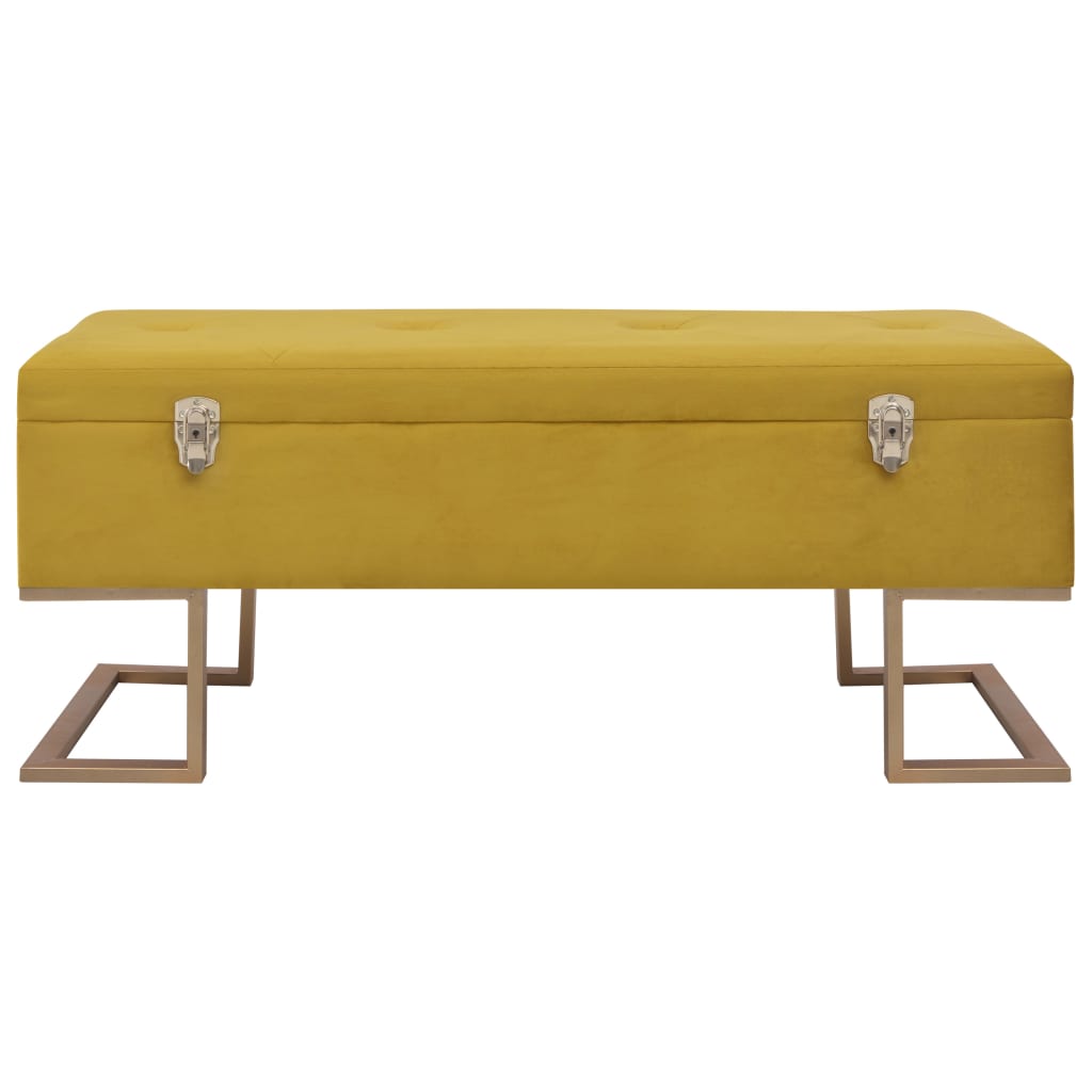 Banc avec compartiment de rangement 105 cm Moutarde Velours