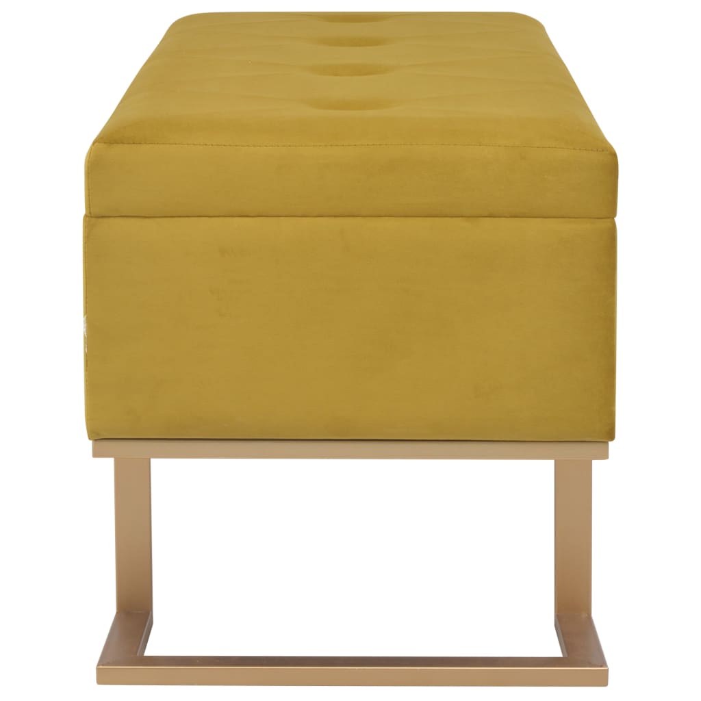 Banc avec compartiment de rangement 105 cm Moutarde Velours