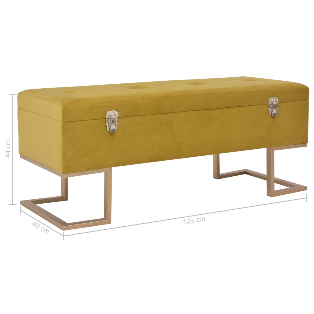 Banc avec compartiment de rangement 105 cm Moutarde Velours