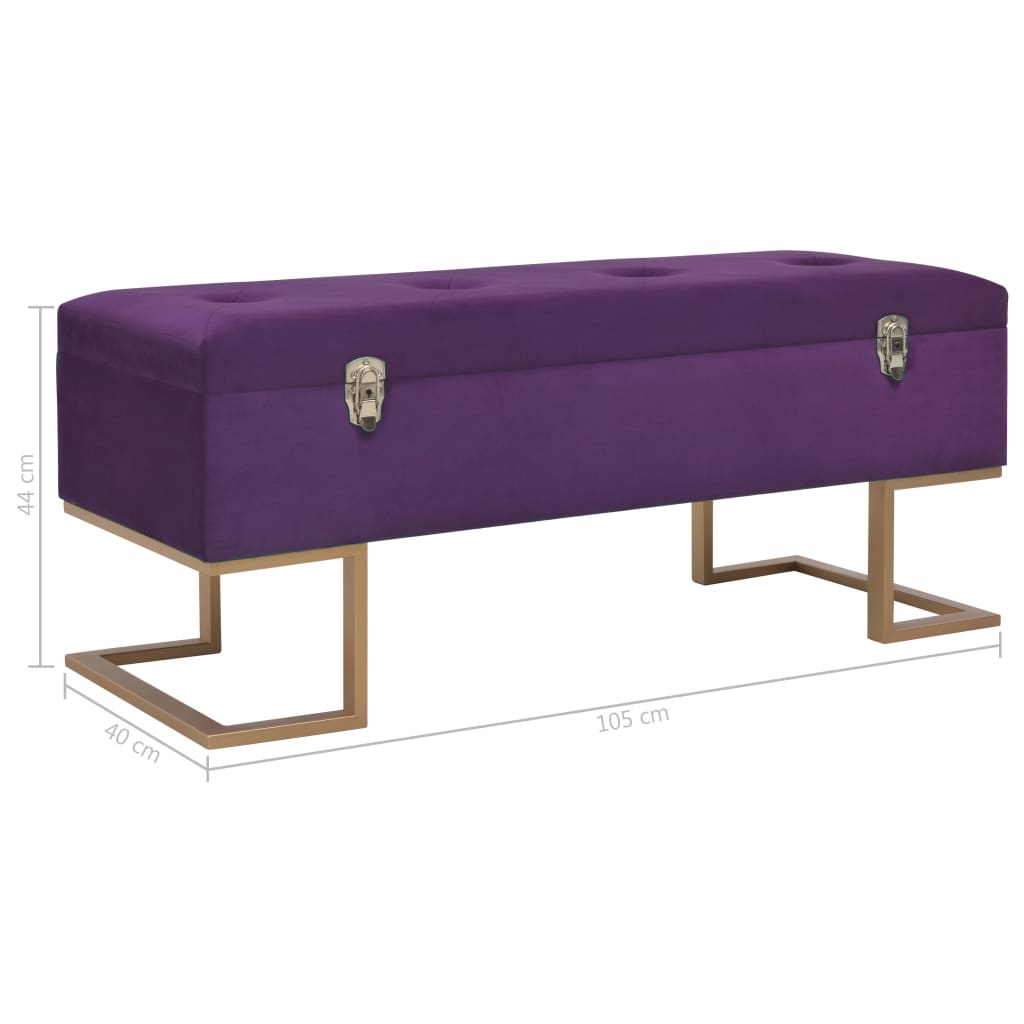 Banc avec compartiment de rangement 105 cm Violet Velours