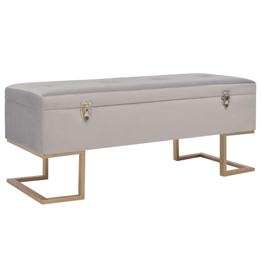 Banc avec compartiment de rangement 105 cm Gris Velours