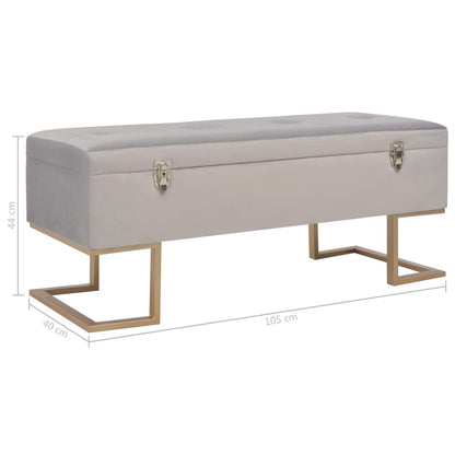 Banc avec compartiment de rangement 105 cm Gris Velours