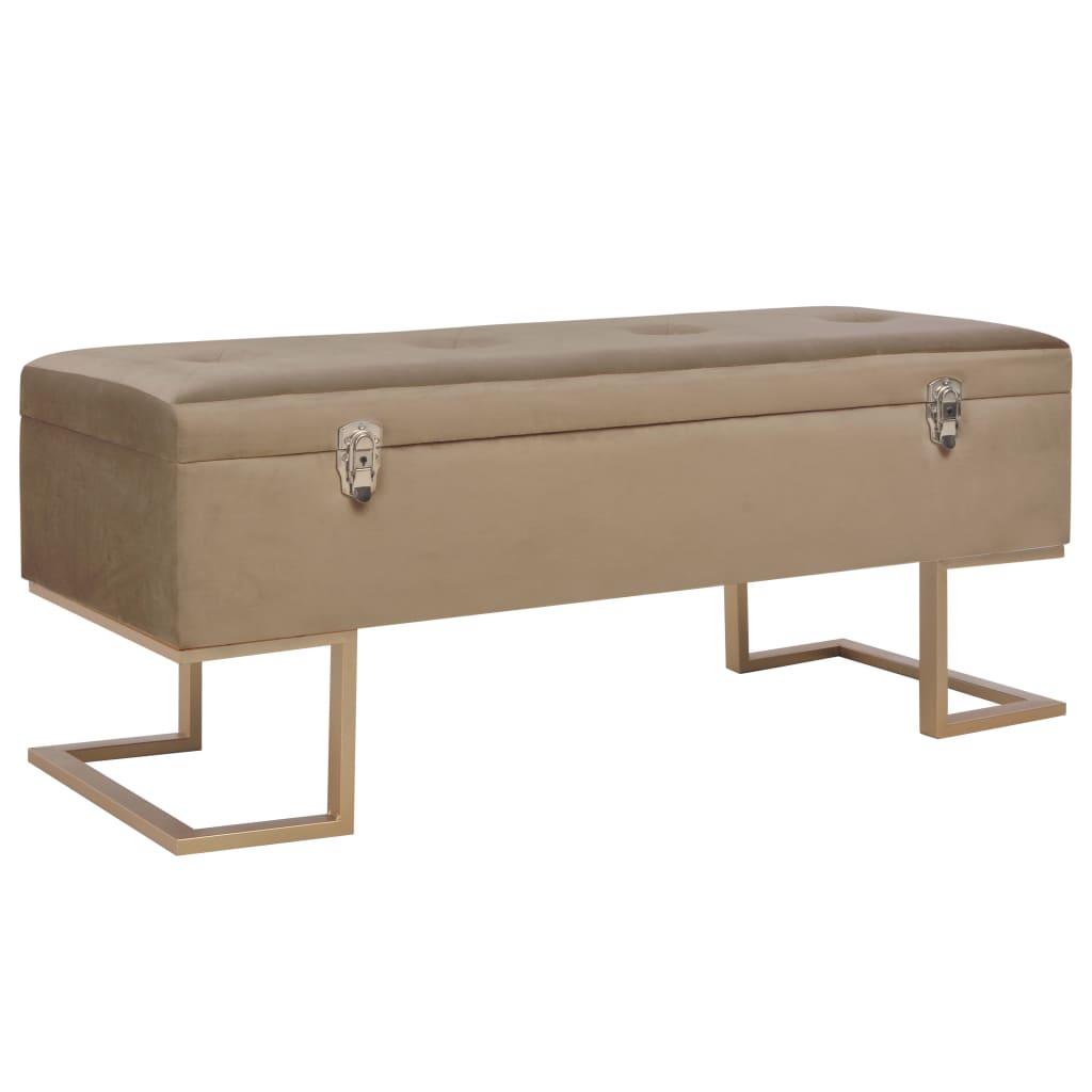 Banc avec compartiment de rangement 105 cm Beige Velours