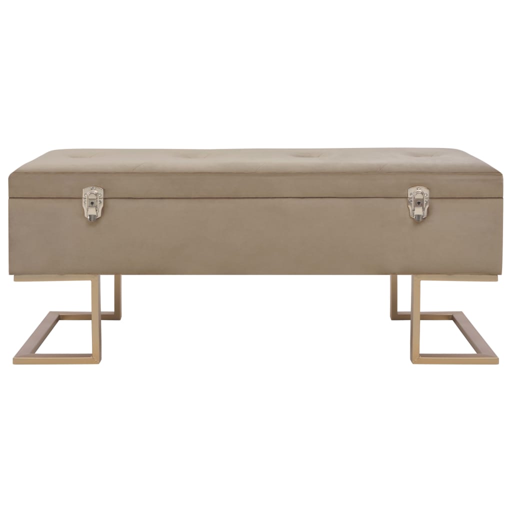 Banc avec compartiment de rangement 105 cm Beige Velours