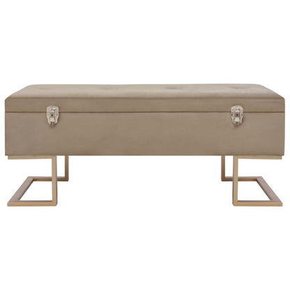 Banc avec compartiment de rangement 105 cm Beige Velours