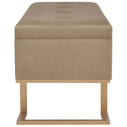 Banc avec compartiment de rangement 105 cm Beige Velours