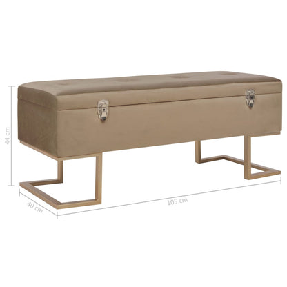 Banc avec compartiment de rangement 105 cm Beige Velours