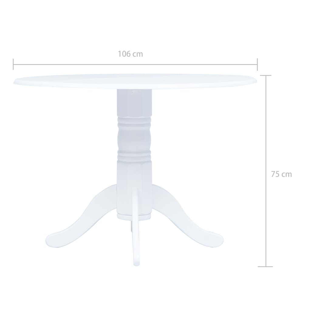 Table à manger Blanc 106 cm Bois d'hévéa massif