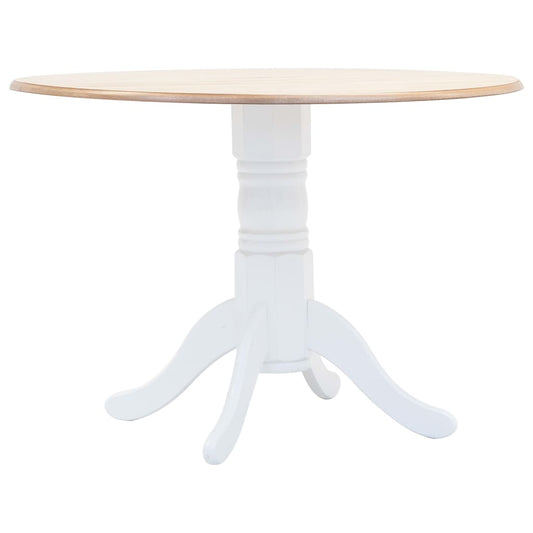 Table à manger Blanc et marron 106 cm Bois d'hévéa massif