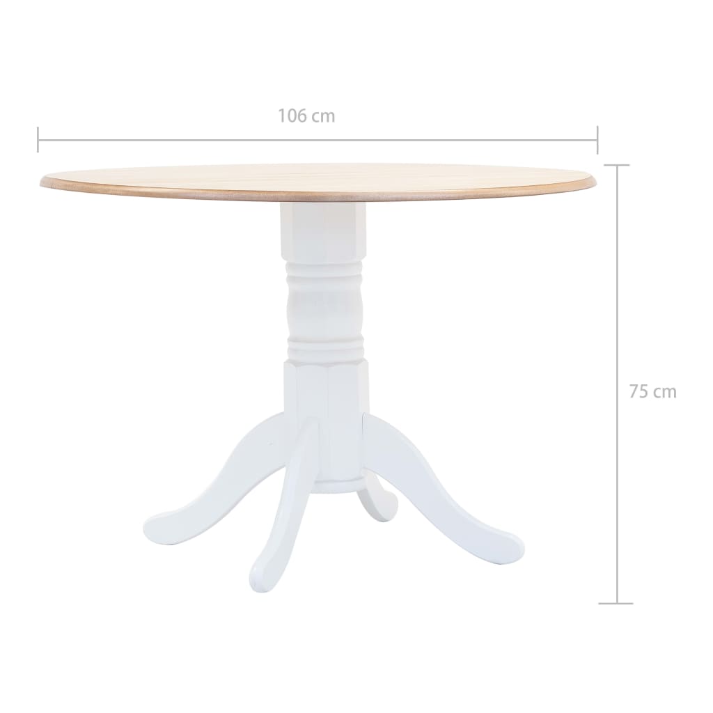 Table à manger Blanc et marron 106 cm Bois d'hévéa massif