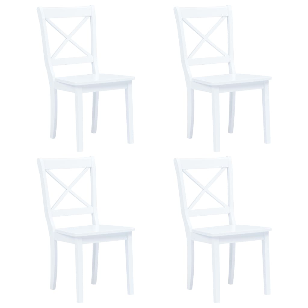 Chaises à manger lot de 4 blanc bois d'hévéa massif