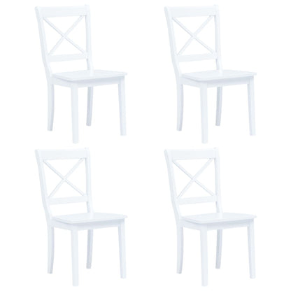 Chaises à manger lot de 4 blanc bois d'hévéa massif