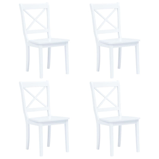 Chaises à manger lot de 4 blanc bois d'hévéa massif