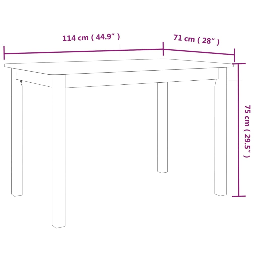 Table à manger Blanc 114x71x75 cm Bois d'hévéa massif