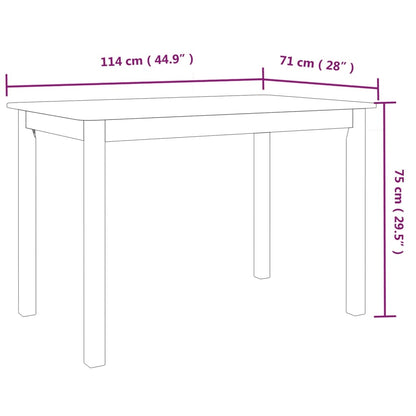 Table à manger Blanc et marron 114x71x75 cm Bois d'hévéa massif