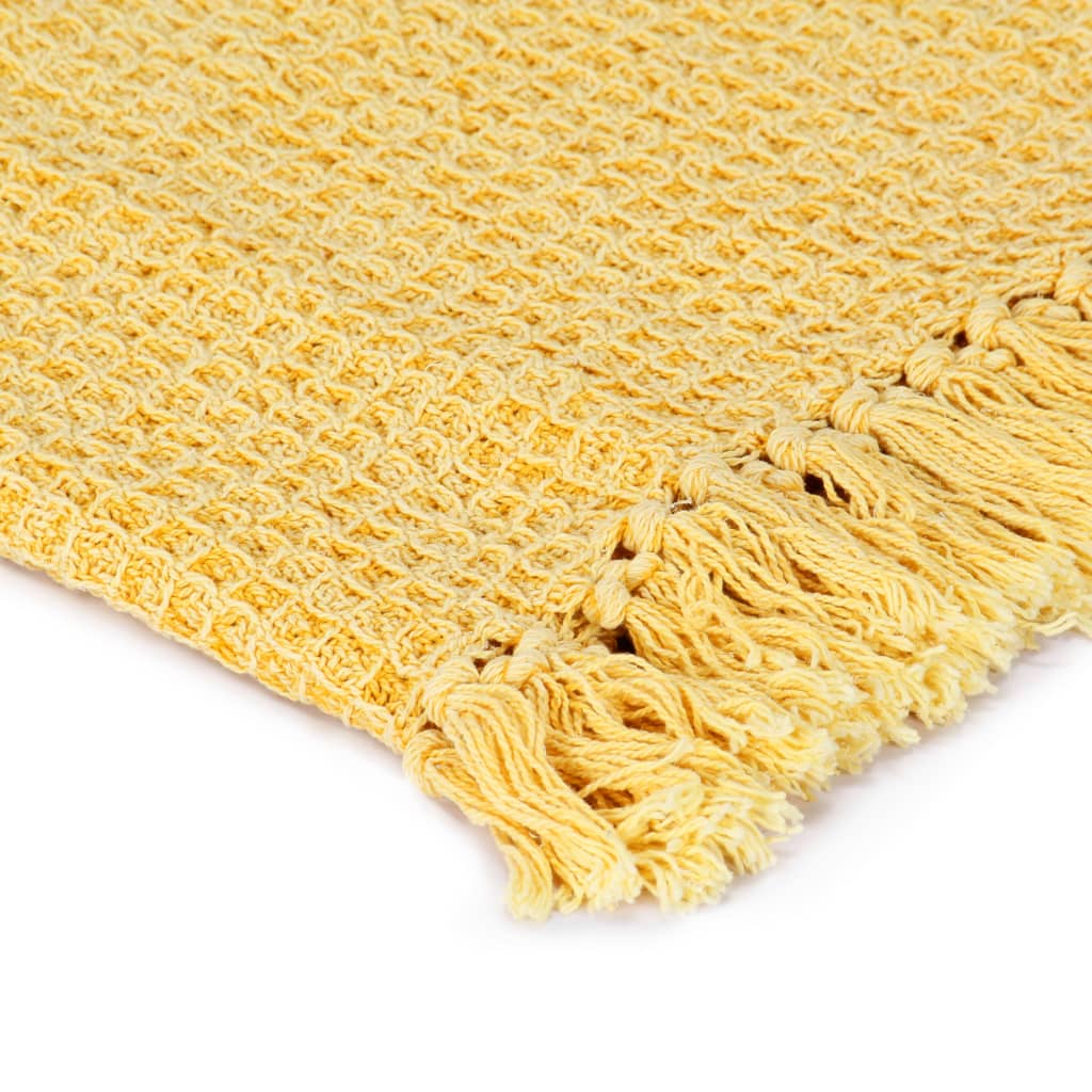 Couverture en coton 125 x 150 cm Jaune moutarde