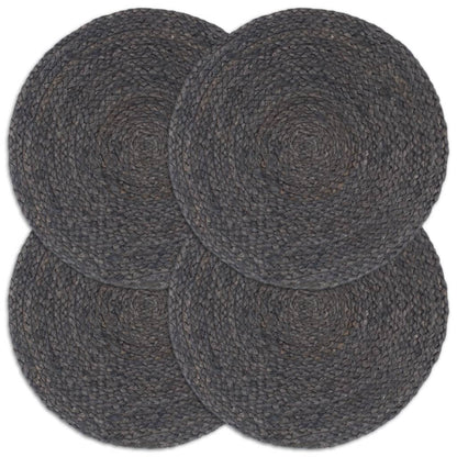 Napperons 4 pcs Gris foncé Plain 38 cm Rond Jute