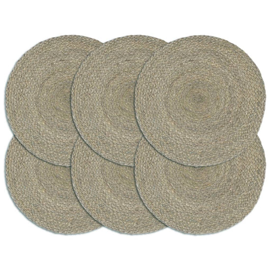 Napperons 6 pcs Gris Plain 38 cm Rond Jute