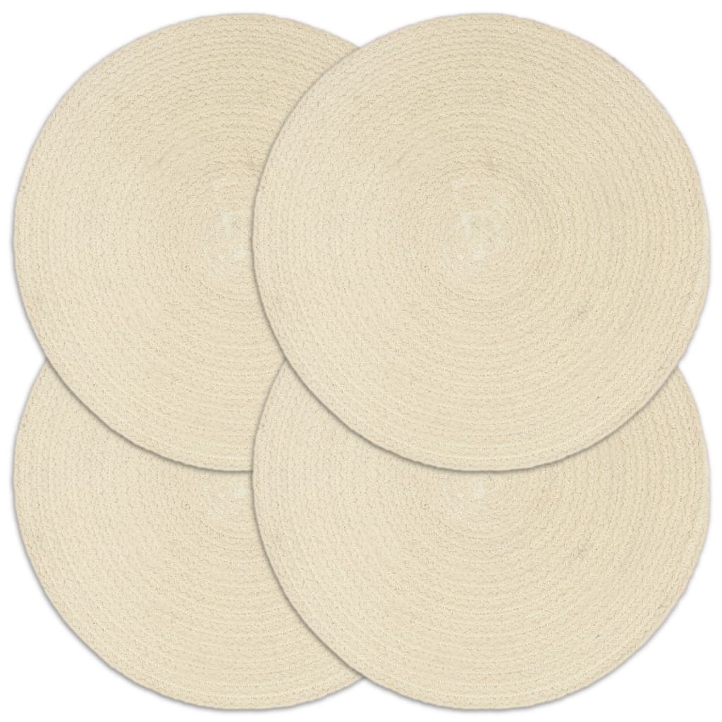 Napperons 4 pcs Naturel Plain 38 cm Rond Coton