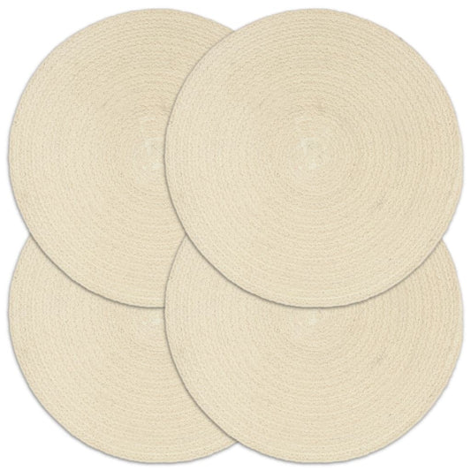 Napperons 4 pcs Naturel Plain 38 cm Rond Coton