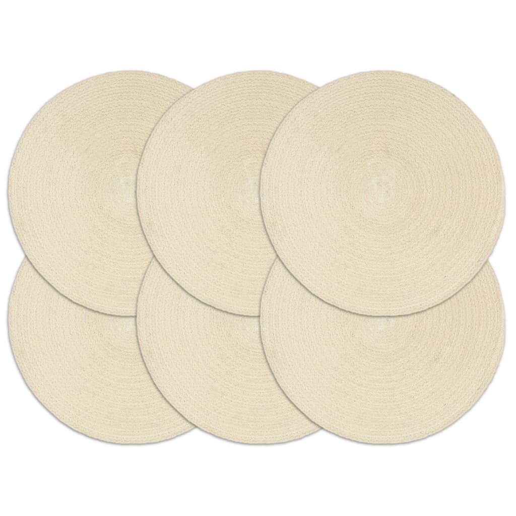 Napperons 6 pcs Naturel Plain 38 cm Rond Coton