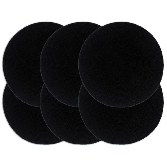 Napperons 6 pcs Noir Plain 38 cm Rond Coton