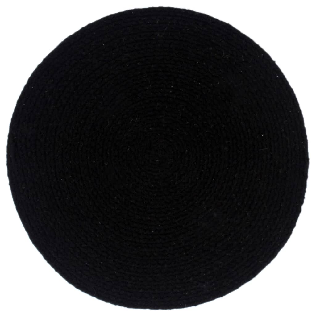 Napperons 6 pcs Noir Plain 38 cm Rond Coton