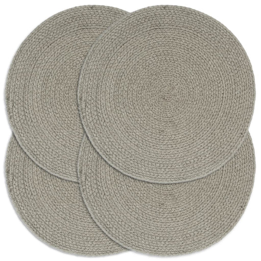 Napperons 4 pcs Gris Plain 38 cm Rond Coton