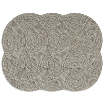 Napperons 6 pcs Gris Plain 38 cm Rond Coton