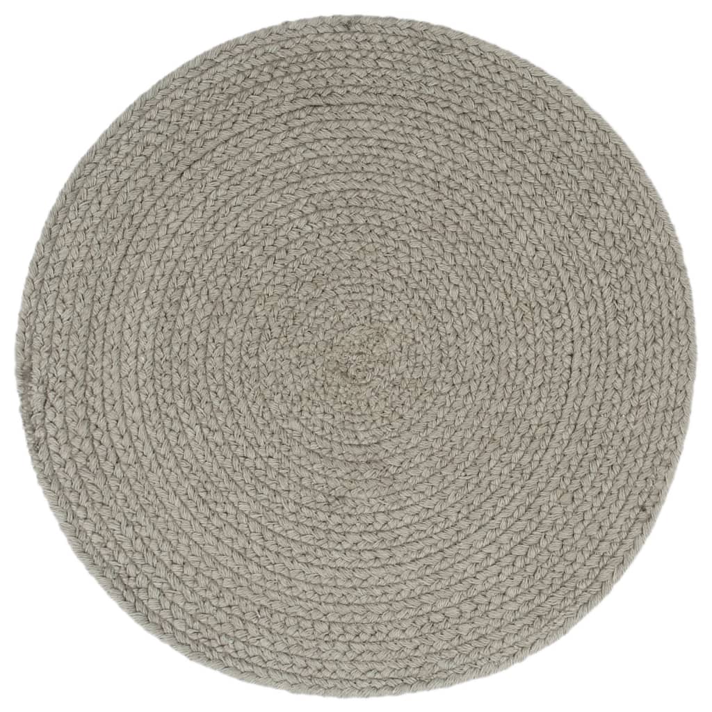 Napperons 6 pcs Gris Plain 38 cm Rond Coton