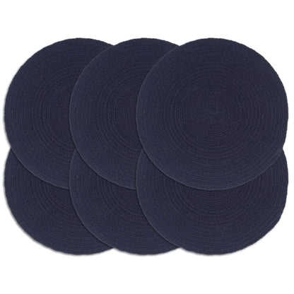 Napperons 6 pcs Bleu marine Plain 38 cm Rond Coton