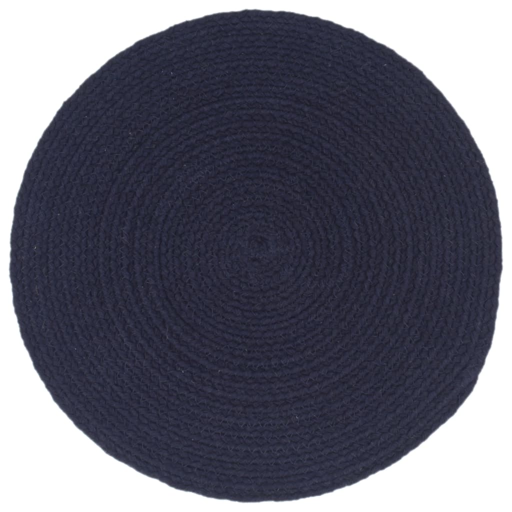 Napperons 6 pcs Bleu marine Plain 38 cm Rond Coton