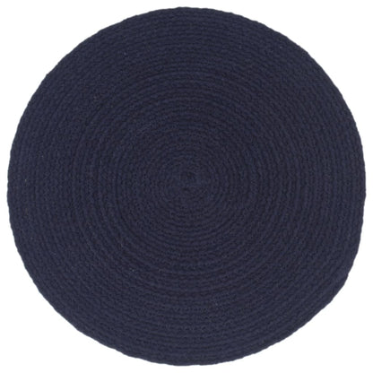 Napperons 6 pcs Bleu marine Plain 38 cm Rond Coton