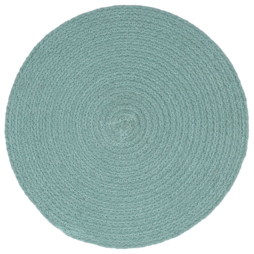 Napperons 4 pcs Vert Plain 38 cm Rond Coton