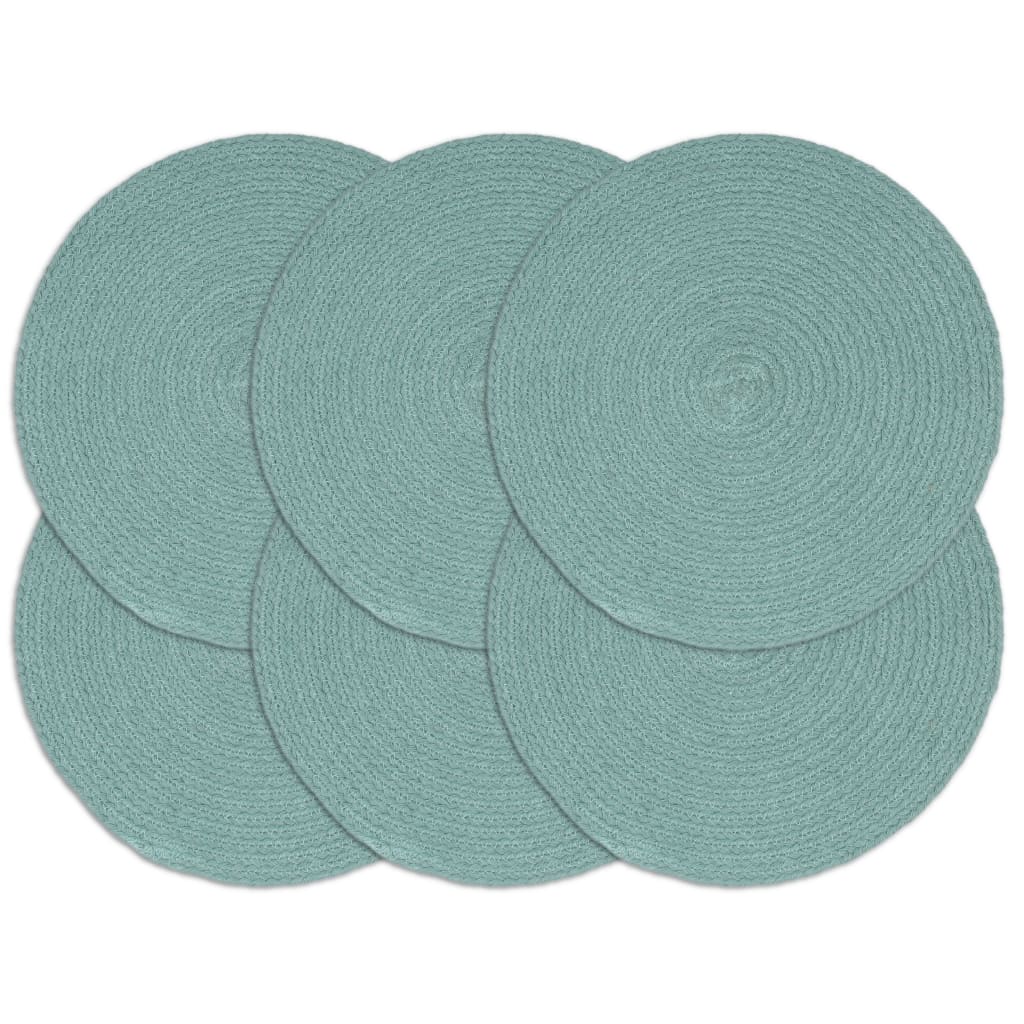 Napperons 6 pcs Vert Plain 38 cm Rond Coton