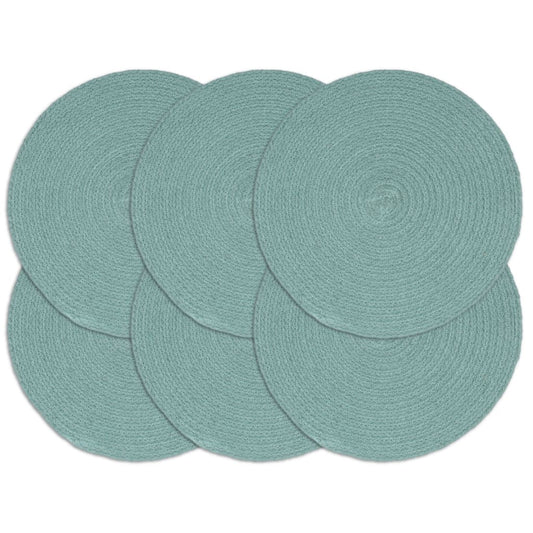 Napperons 6 pcs Vert Plain 38 cm Rond Coton